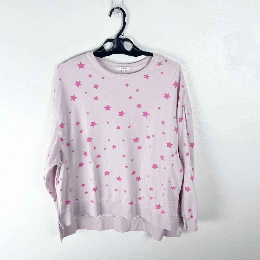 Z SUPPLY Pink Washed Star Modern Weekender Sweatshirt Sweater Size Small